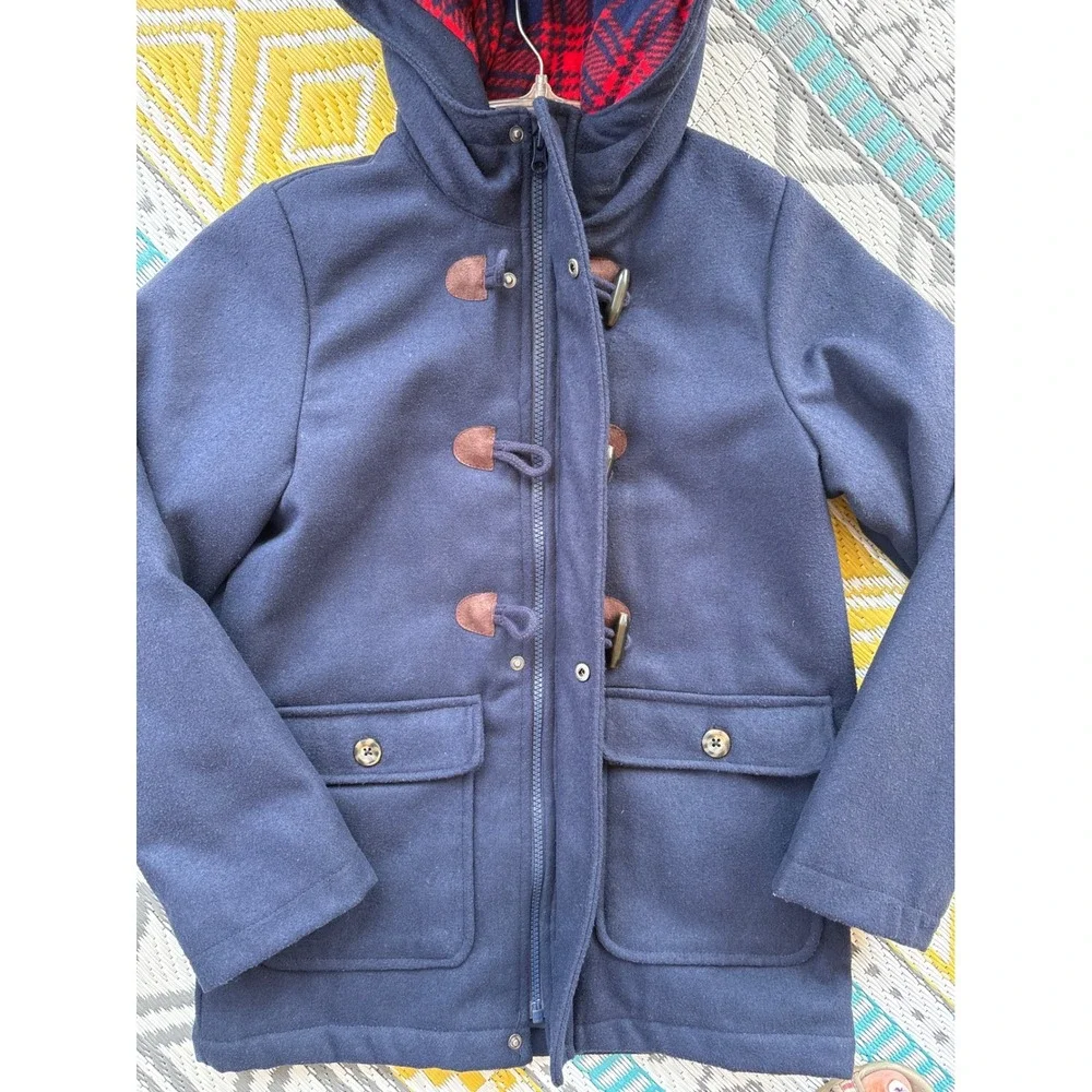 Carters Kids Navy Blue Wool Blend Hooded Duffle Coat Toggle Jacket 10/12